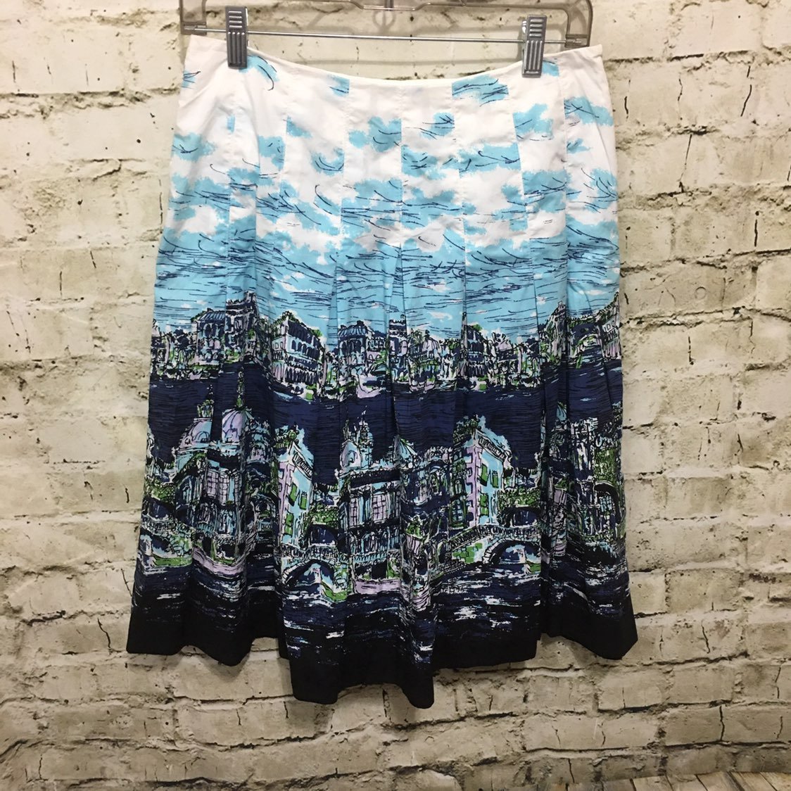 Talbots Blue Italy Postcard A Line Skirt