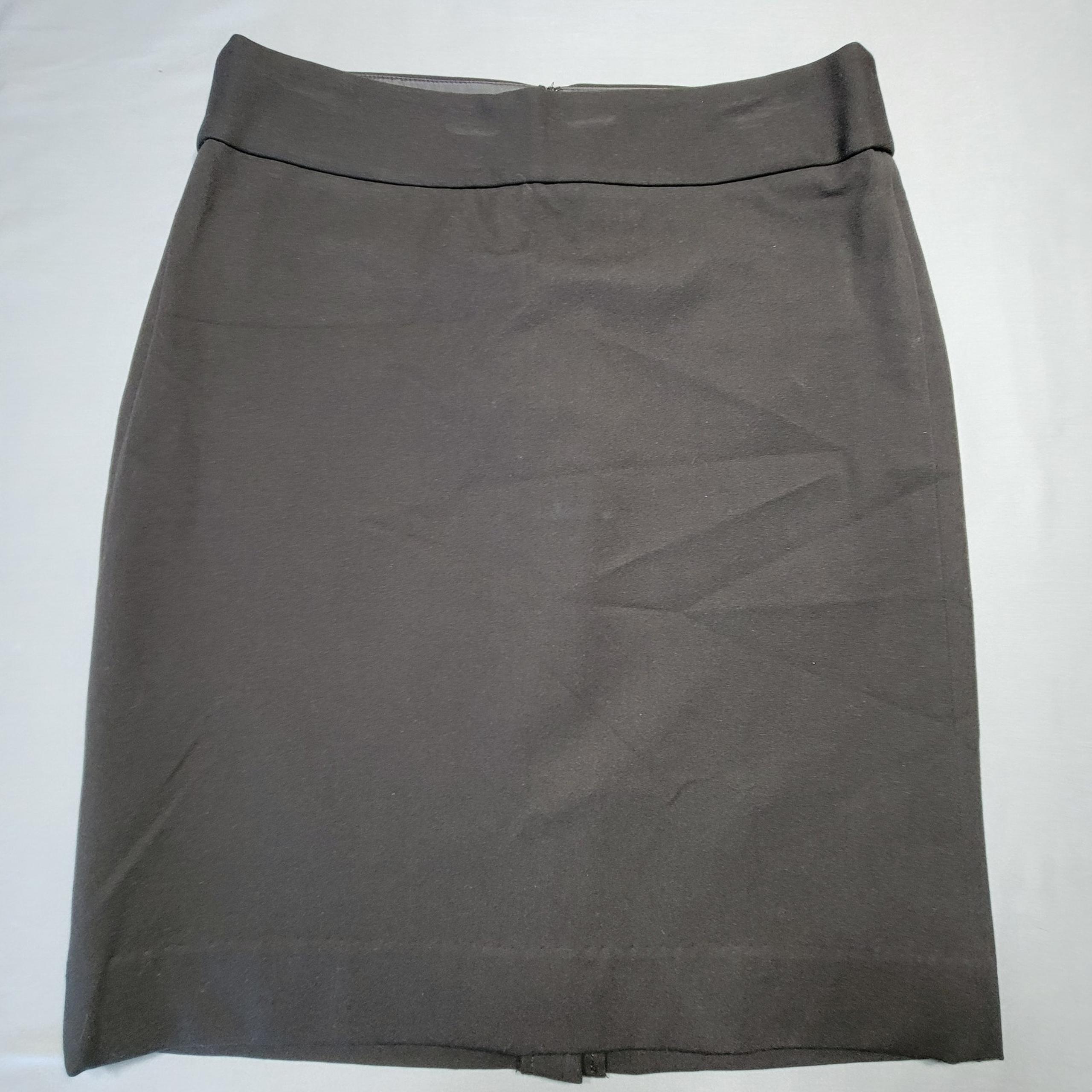Banana Republic Stretch Midi A-Line Skirt Womens Size 12 Black Rear Slit Unlined