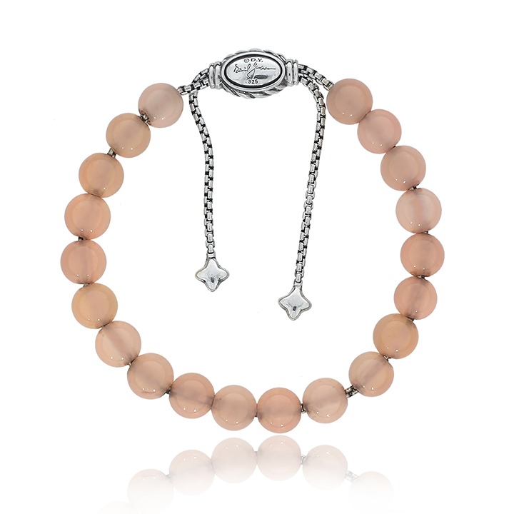 David Yurman 8mm Rose Quartz Spiritual Beads Sterling Silver Bracelet SB-3579-C