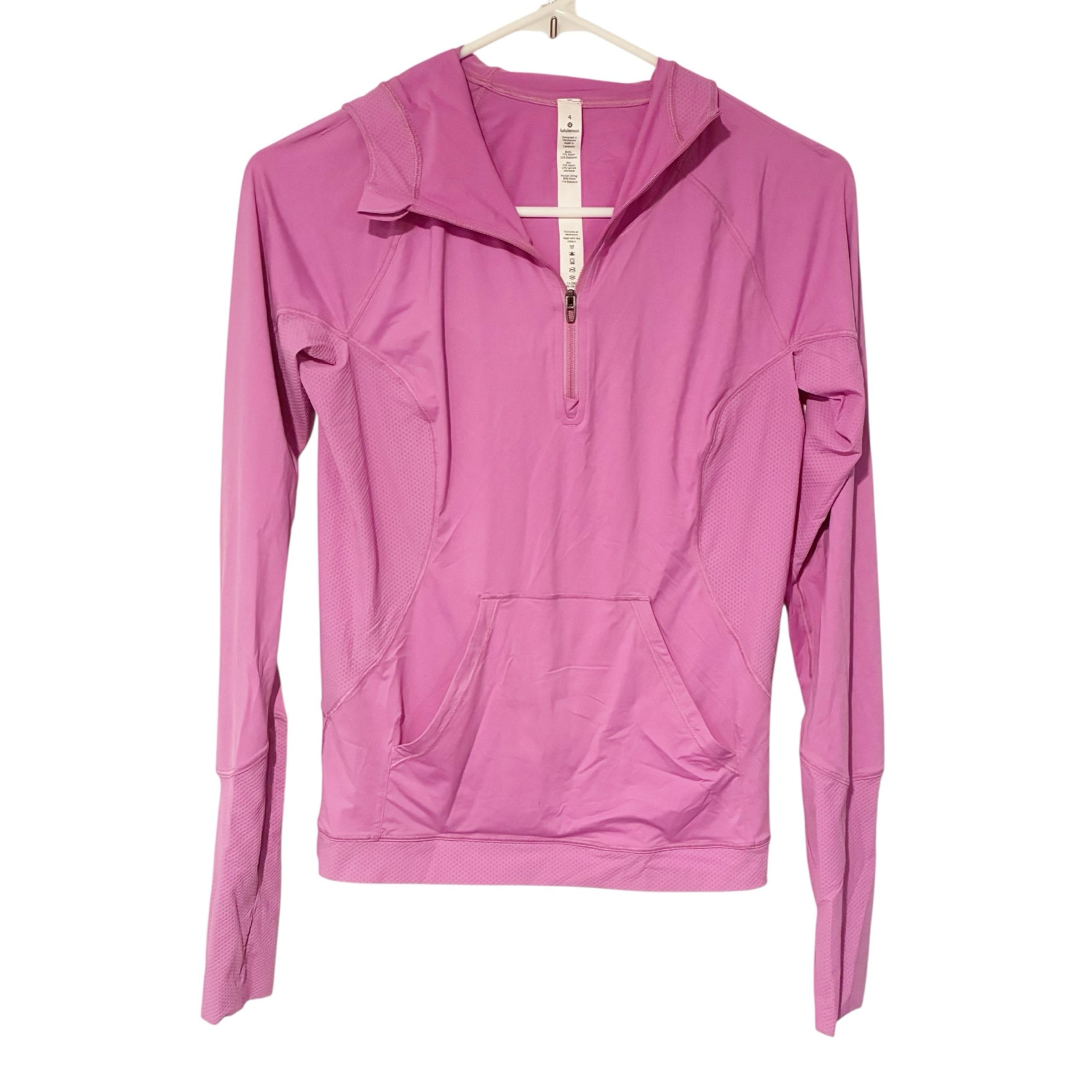 Lululemon Size 4 Pink Magenta Glow Sleek Performance 1/2 Zip Hooded Pullover