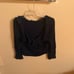 St. John Evening Marie Gray vintage embellished scoop-neck ruffle navy sweater