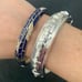 2x SEQUIN Crystal Rhinestone Metallic Bangle Bracelet Navy Enamel Pair NWT 66