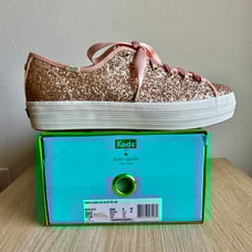 Keds X Kate Spade New York Kickstart Pink Glitter Shoes Women’s Size 8 - NEW