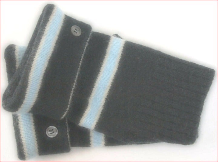 FINGERLESS GLOVES BLACK BLUE IVORY S M L