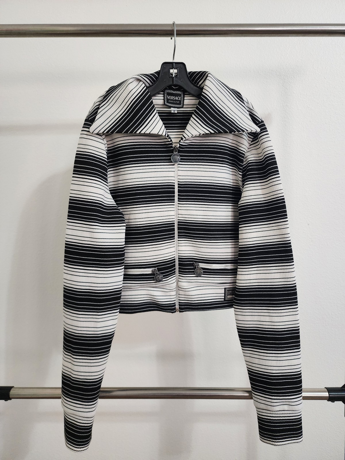 VERSACE Jeans Couture Black & White striped Jacket size S