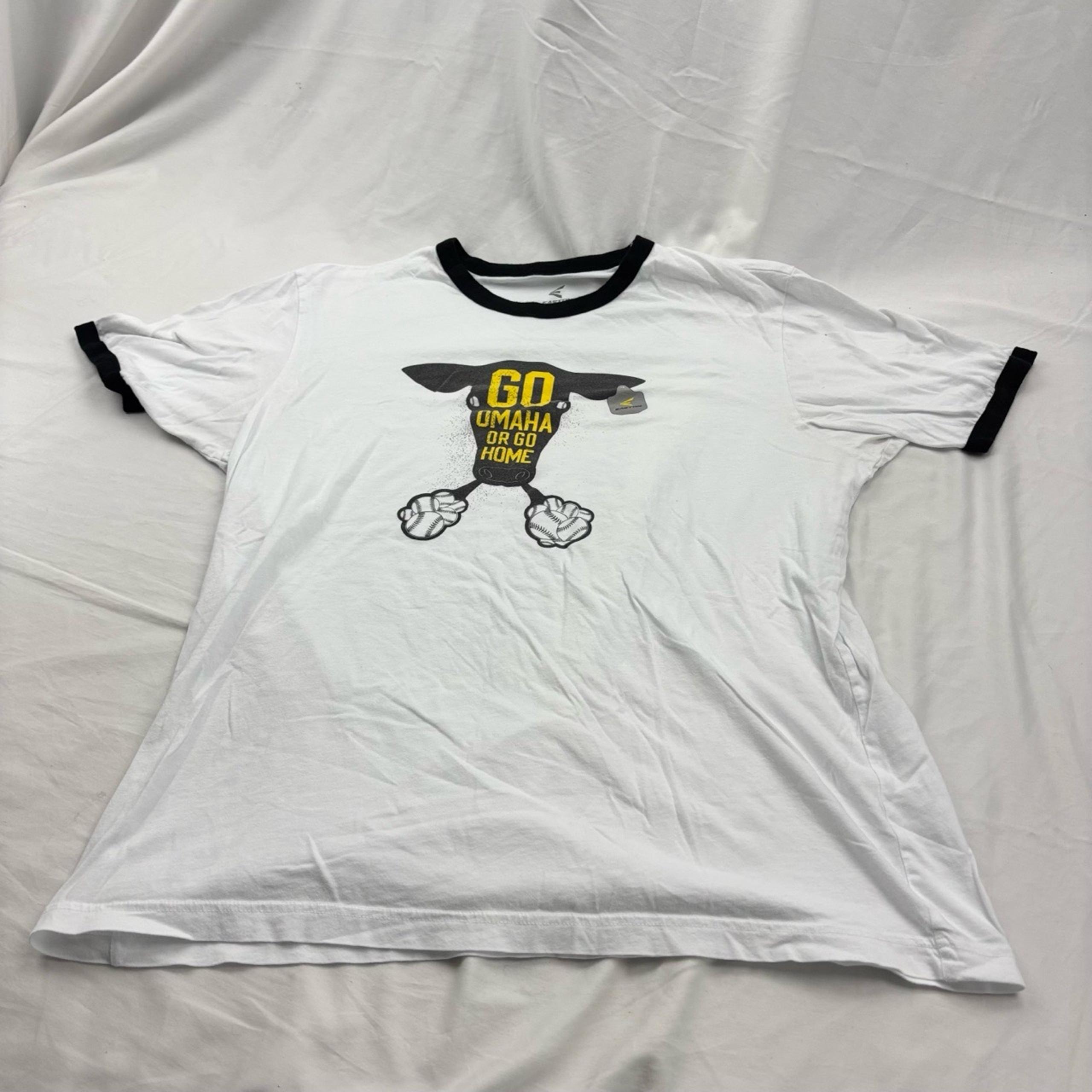 Men's XL White Easton T-Shirt Go Omaha or Go Home Little League Baseball