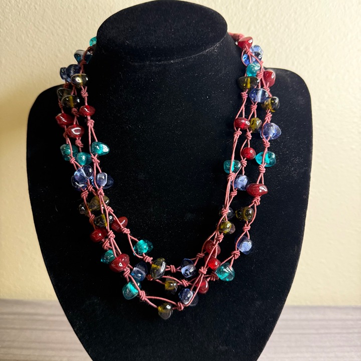Kandahar Vintage Glass Bead Woven Necklace Made in India NWT