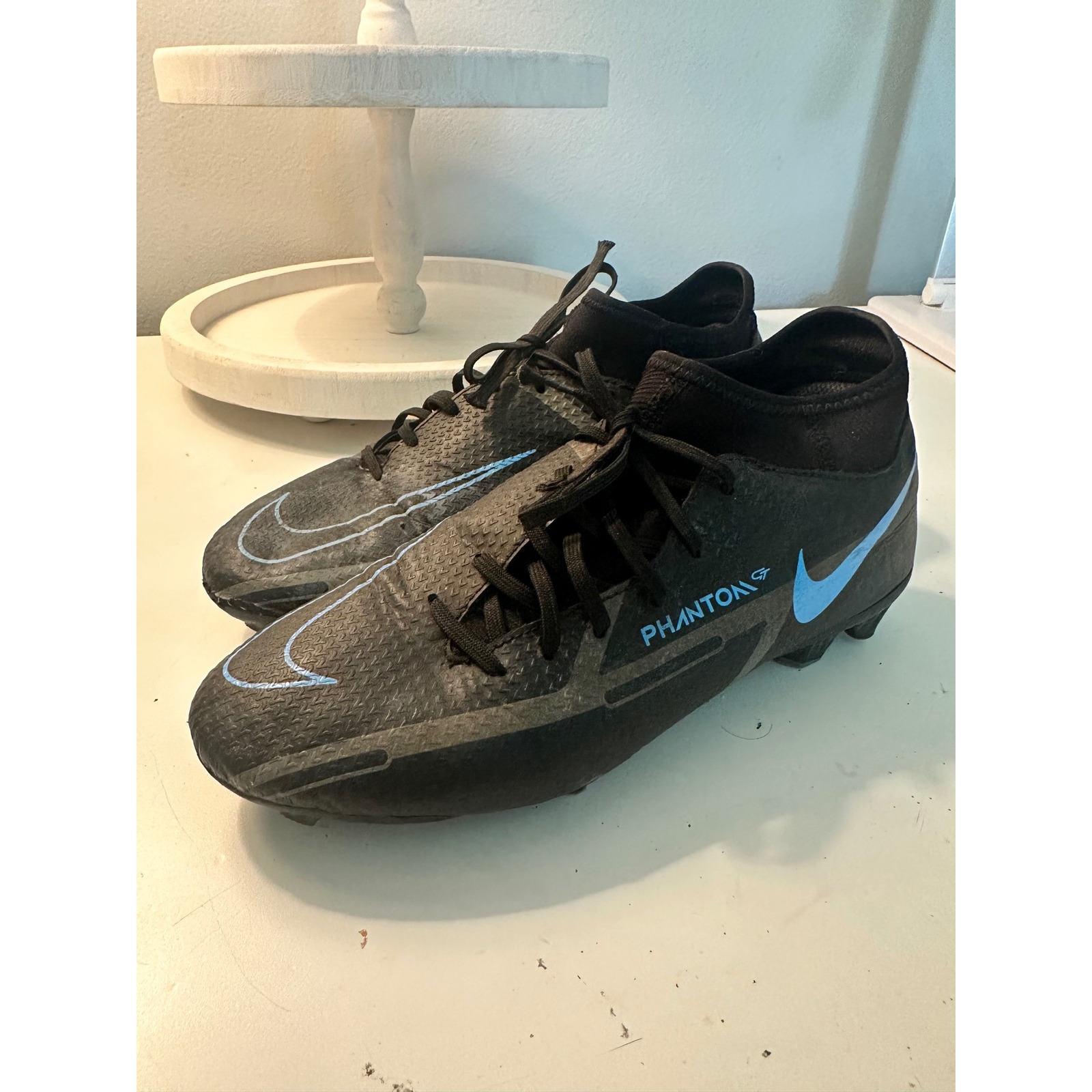 Nike Phantom Soccer Cleats - Turf Shoes - Black Blue - Size 6.5
