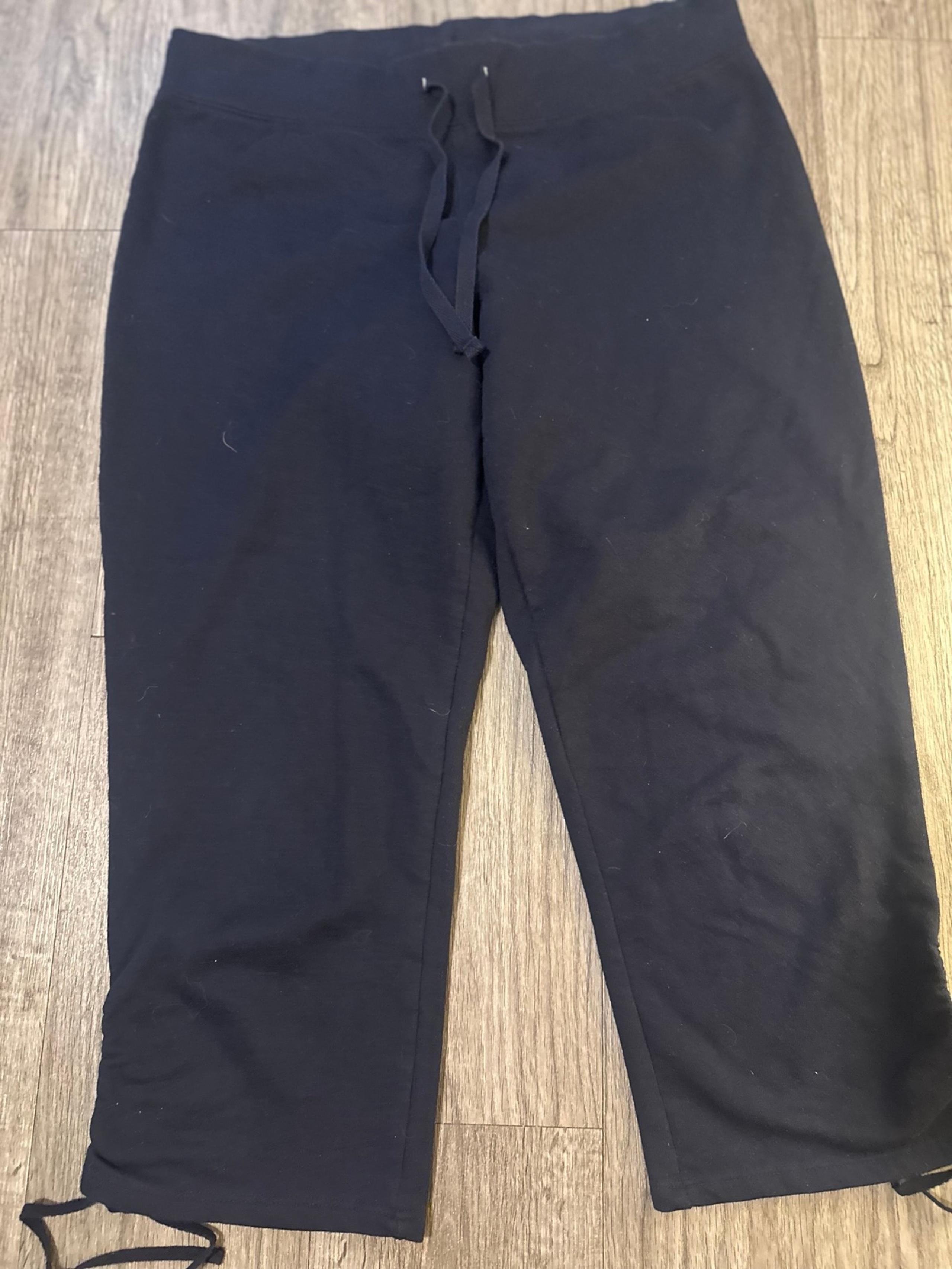 CATO WOMEN CASUAL LOUNGE BLACK PANTS CAPRI PULL ON SOFT EVERYDAY MEDIUM M