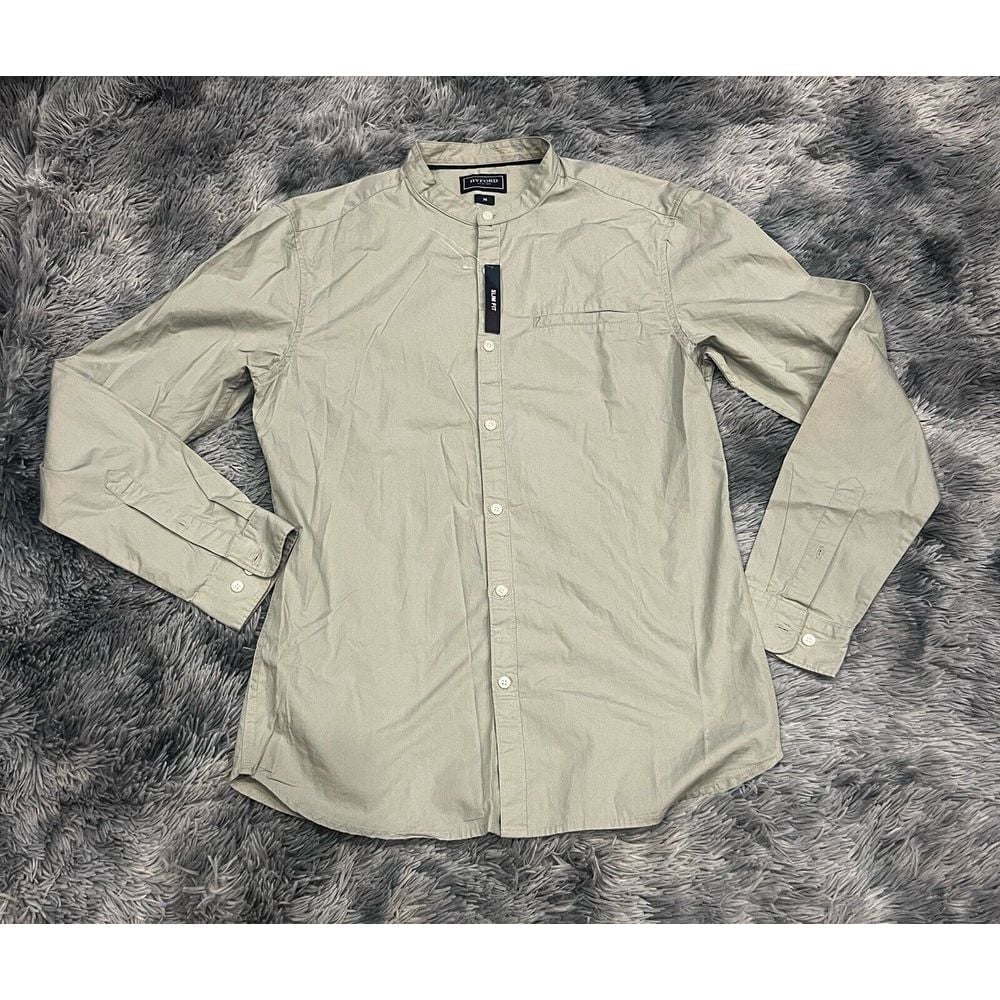 Byford Shirt Men's Size Medium Long Sleeve button up Mandarin Light Olive.