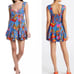 Farm Rio Macaw Blue Party Tiered Linen Viscose Sleeveless Mini Dress Medium NEW