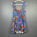 Farm Rio Macaw Blue Party Tiered Linen Viscose Sleeveless Mini Dress Medium NEW
