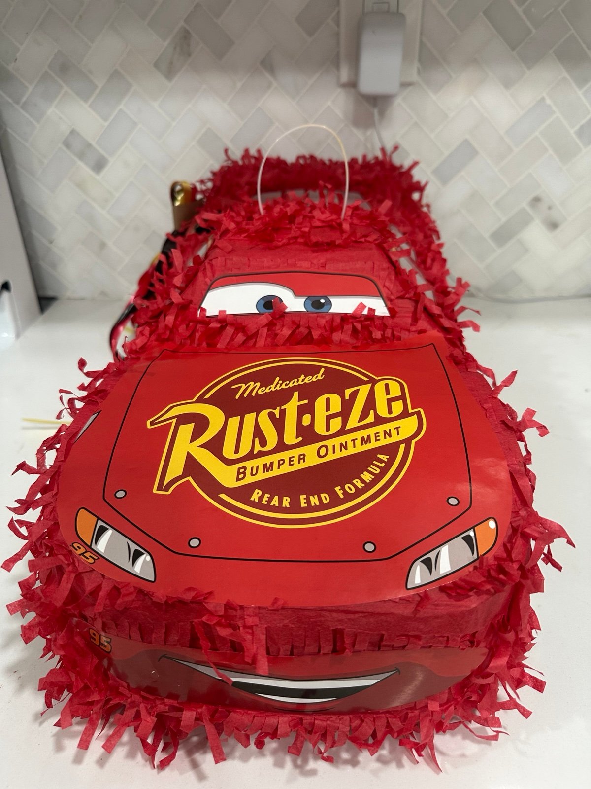 Cars Lightning McQueen 3D Pull String Pinata, 6” x 8 1/4” x 19”