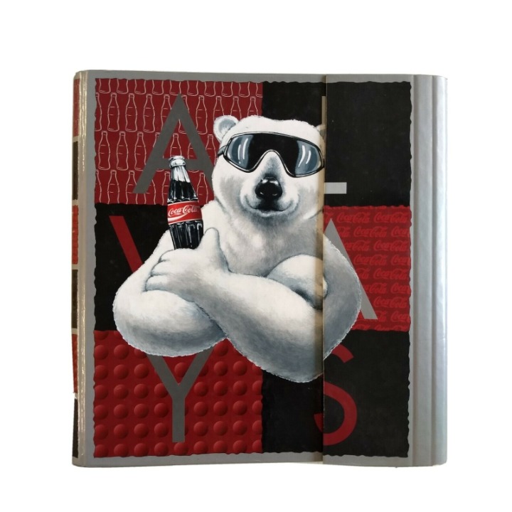 Coca Cola Polar Bear Vintage Three Ring Notebook Binder Hard Sided 1995