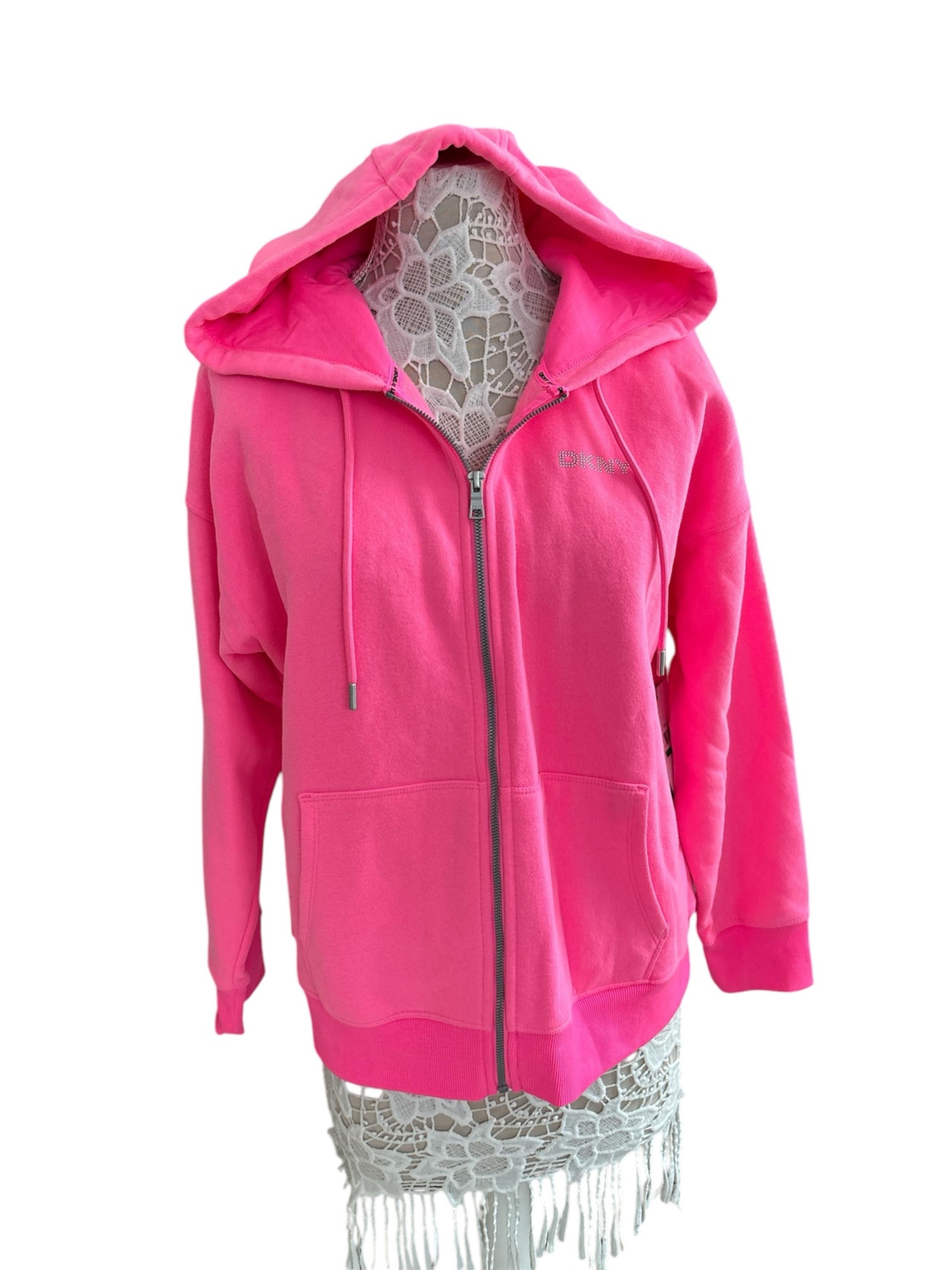 New DKNY Hooded Zip Up Sweater sz L