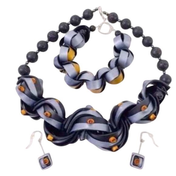 RARE 2010 NIB Handmade Polymer Clay Necklace, Earrings & Bracelet Set