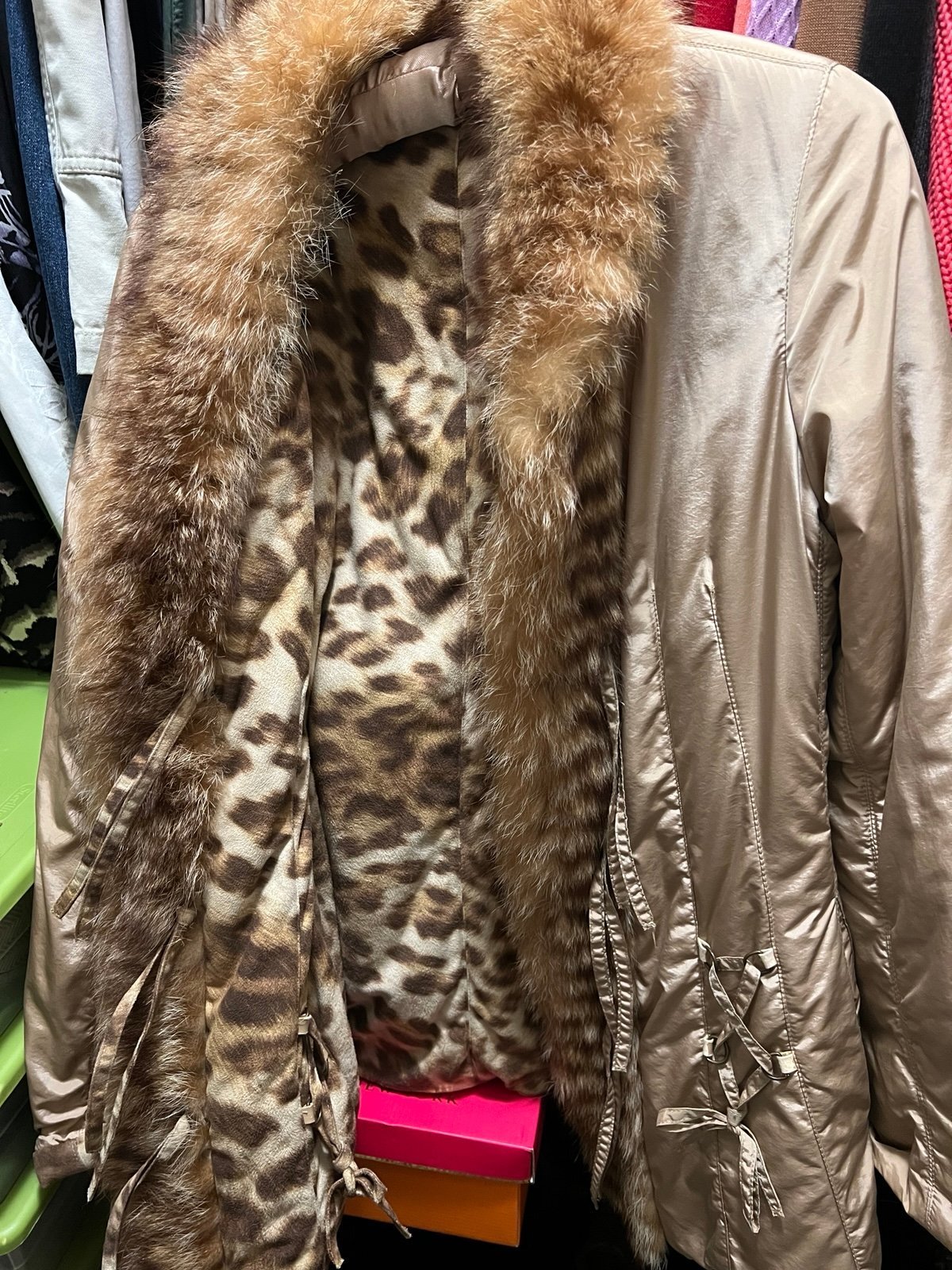 Italian Reversible Jacket with faux fur collar