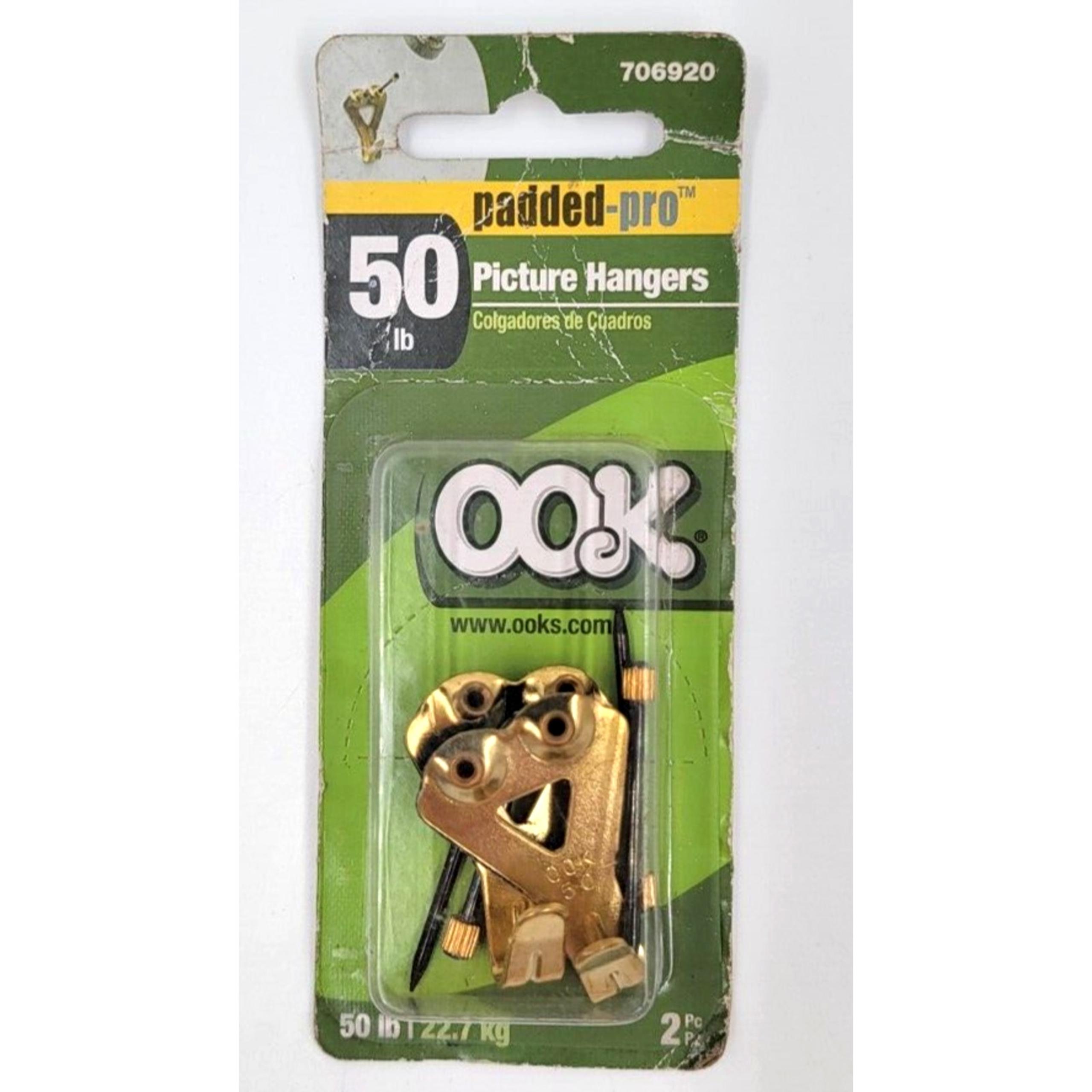 Hillman Padded Professional Studio Picture Hangers Brass 50-lbs 2 Pack