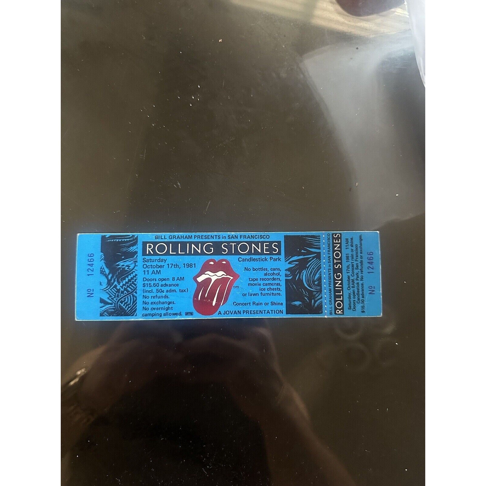 Rolling stones memorabilia Concert Ticket San Francisco Oct. 17, 1981 (UNUSED)