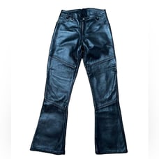 Bates Black Leather Motorcycle Pants Women’s 27 with snap pockets