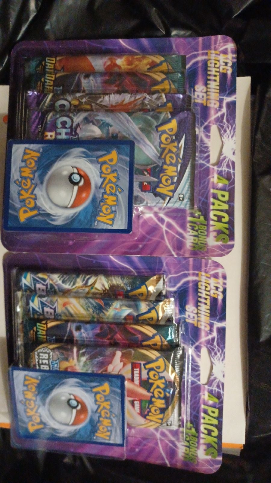 2 TCG Lightning Set ,Pokemon 4 pack plus 1 bonus card