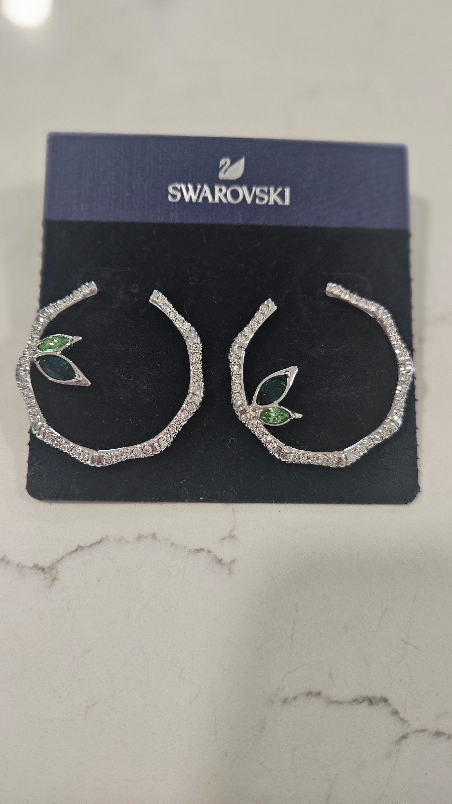Swarovski 1 1/2 silver earrings / FREE SHIPPING