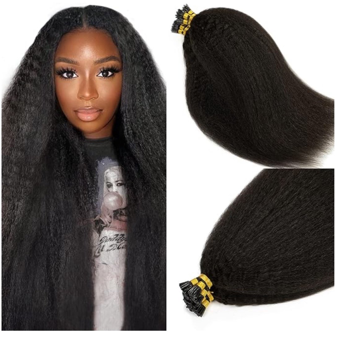 Lacer Kinky Straight Human Hair #1B Black 20 Inch 1g/Strand 100g