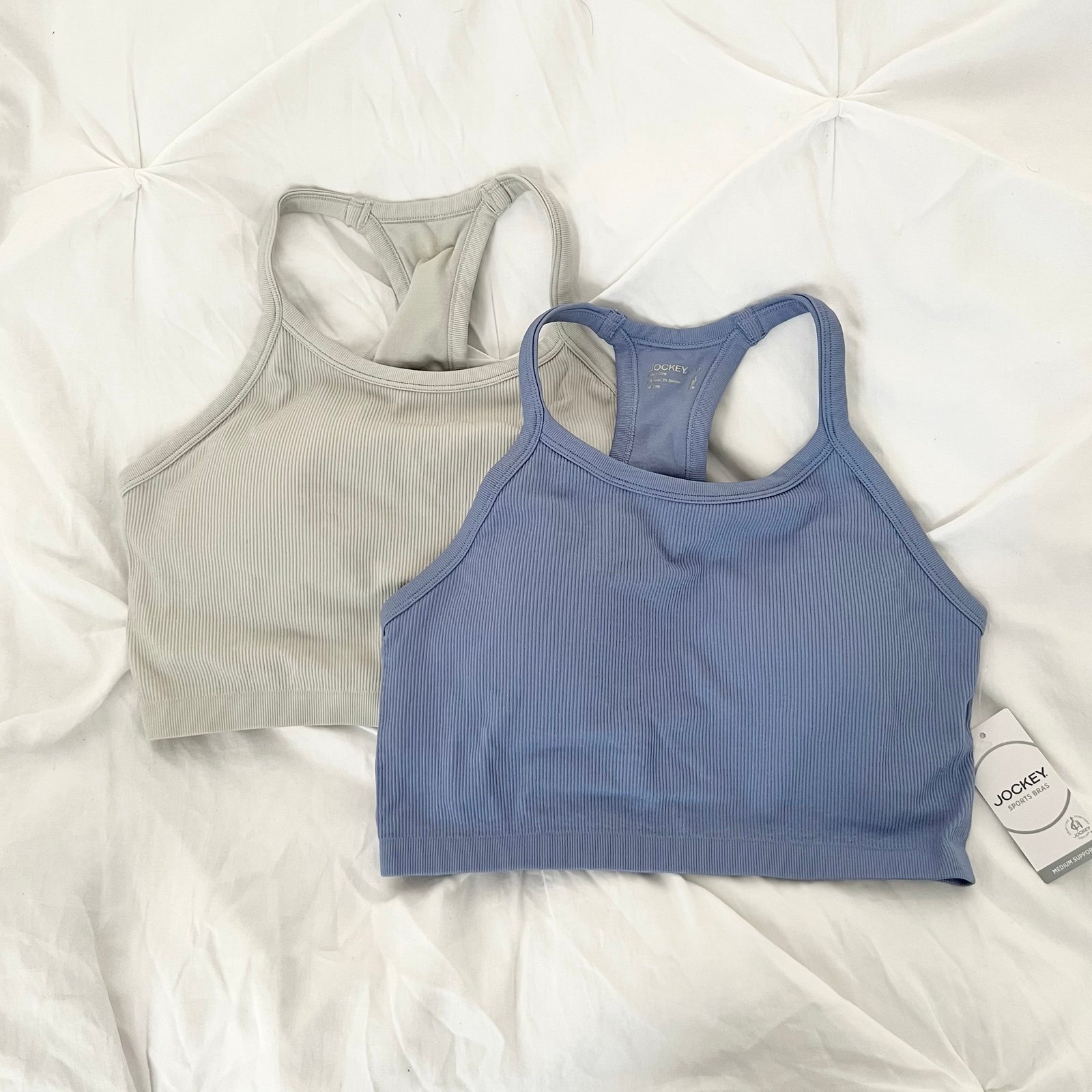 2 Jockey ribbed seamless crop top padded sports bra athletic