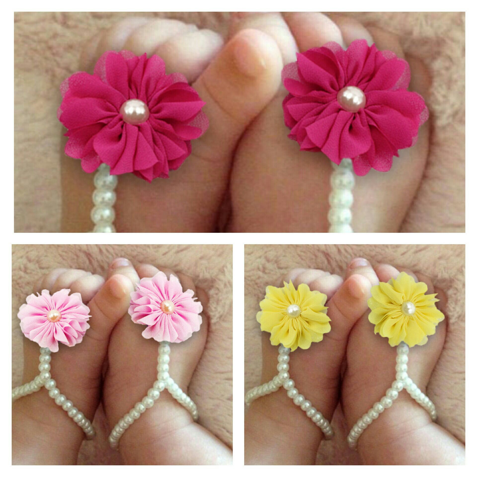 Baby Barefoot Sandal Set Rose Yllw Pink