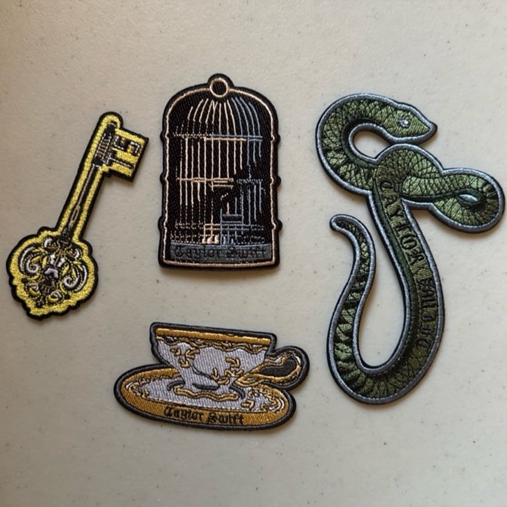 Taylor Swift Reputation Patches Birdcage Key Snake Iron On Tea Cup