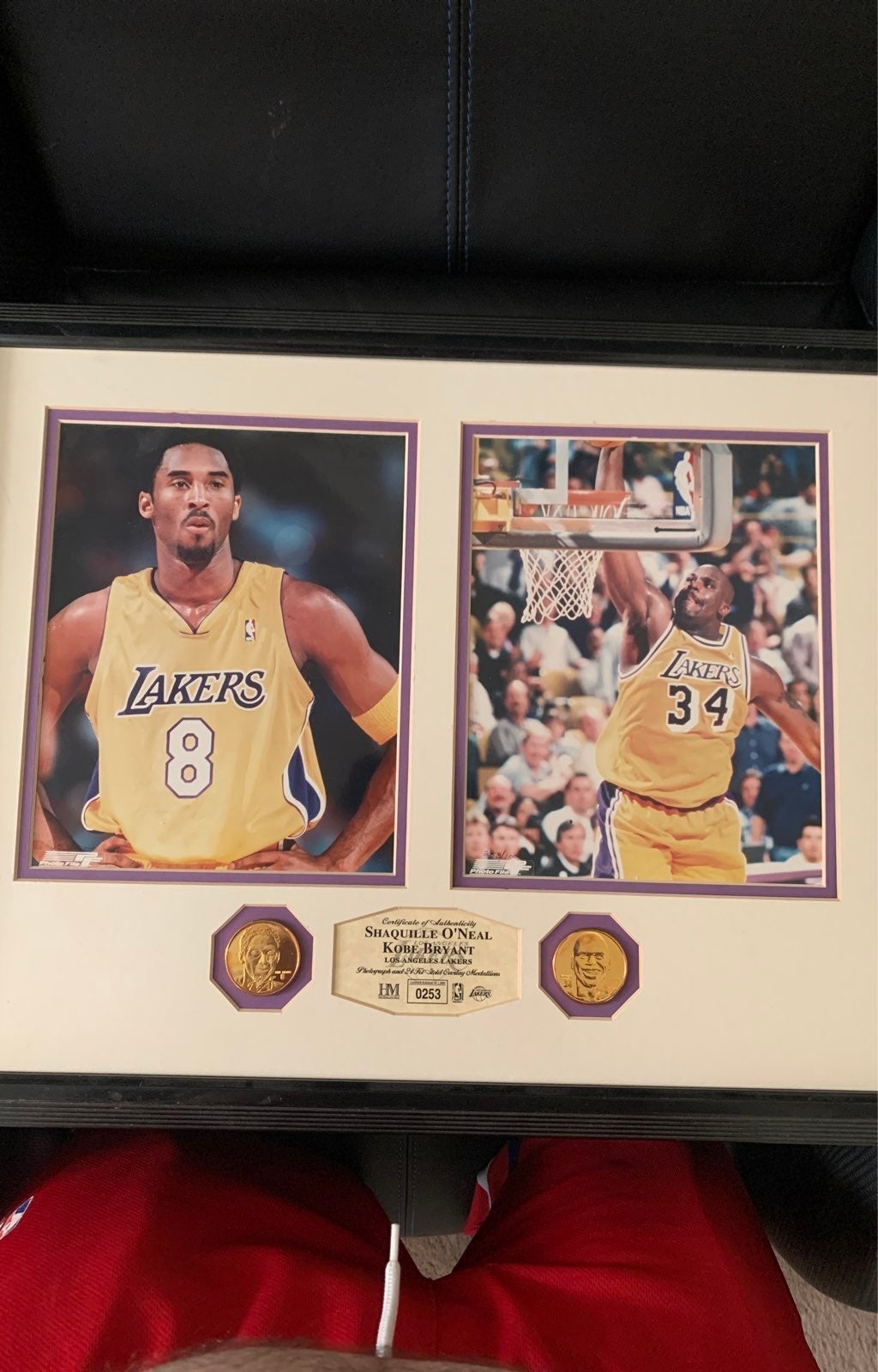 22x17 kobe bryant/shaquille o neal highmint 24 kt gold overlay medallions