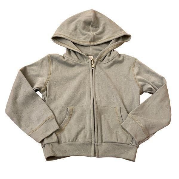 NEW SKIMS Logo Pointelle Zip Front Sweatshirt Hooded Jacket Mineral Green Size 4