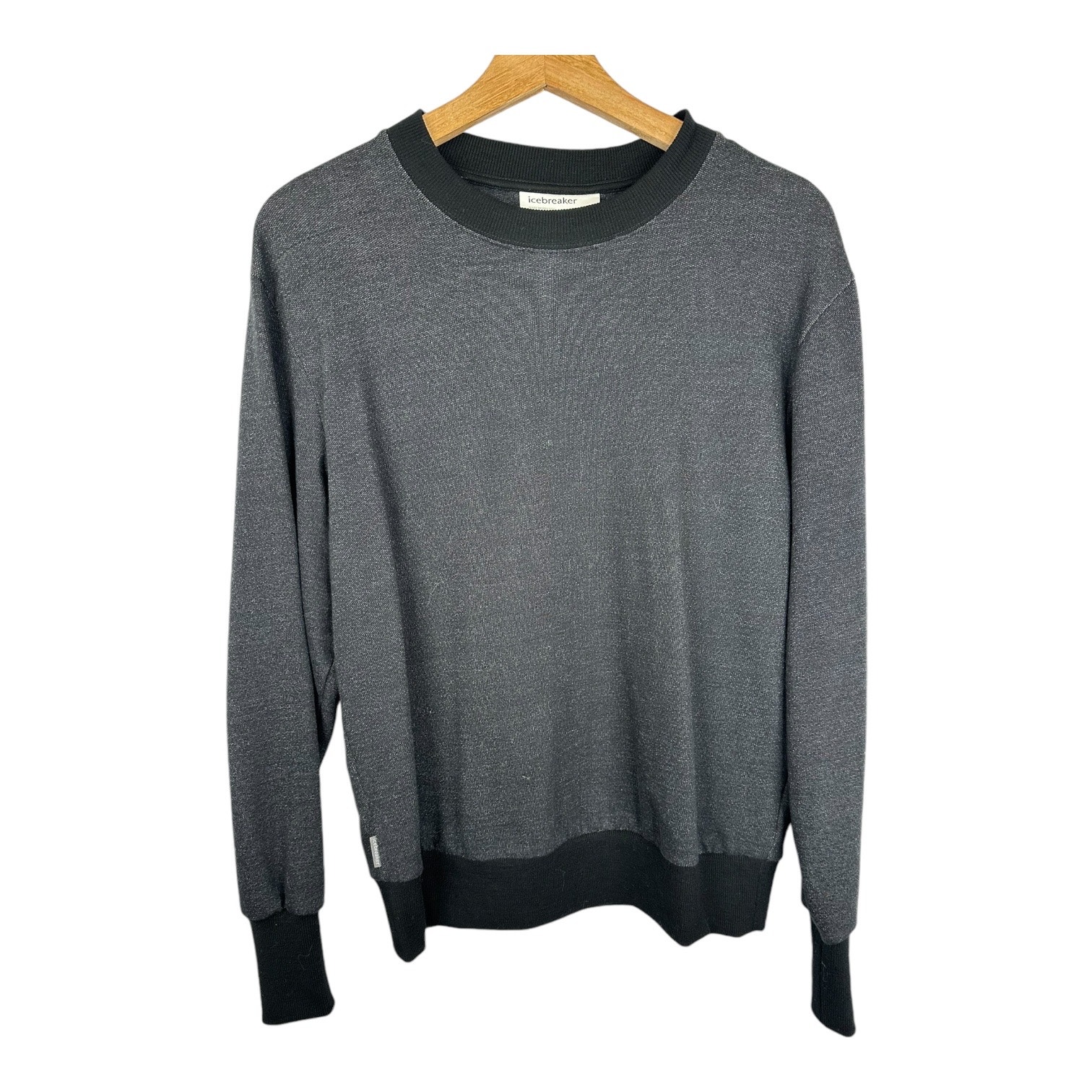 Icebreaker Womens Small Merino Central Long Sleeve Crew Neck Sweatshirt Gray