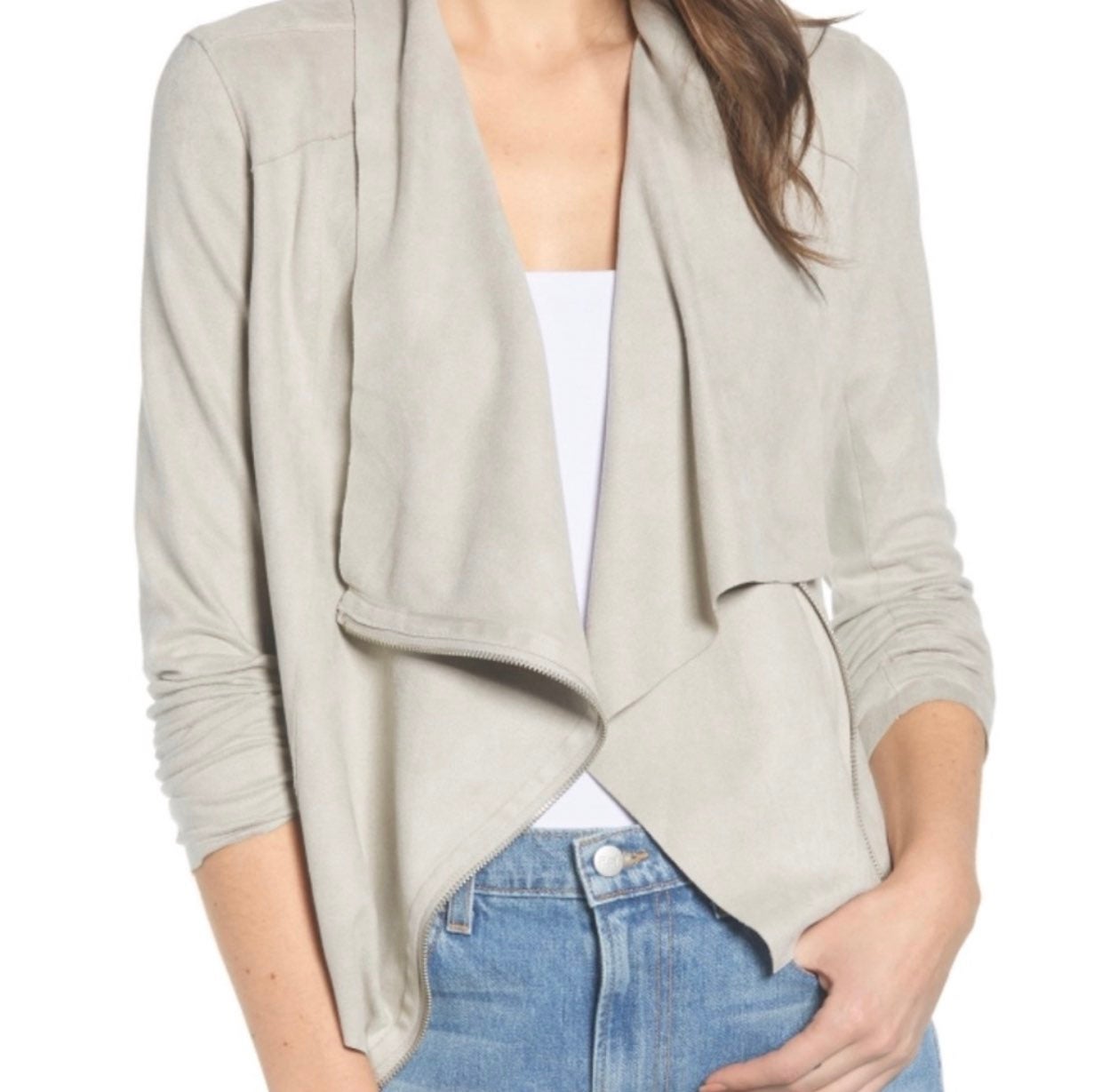 Blank NYC Faux Suede Drape Side Zip Jacket Size Small