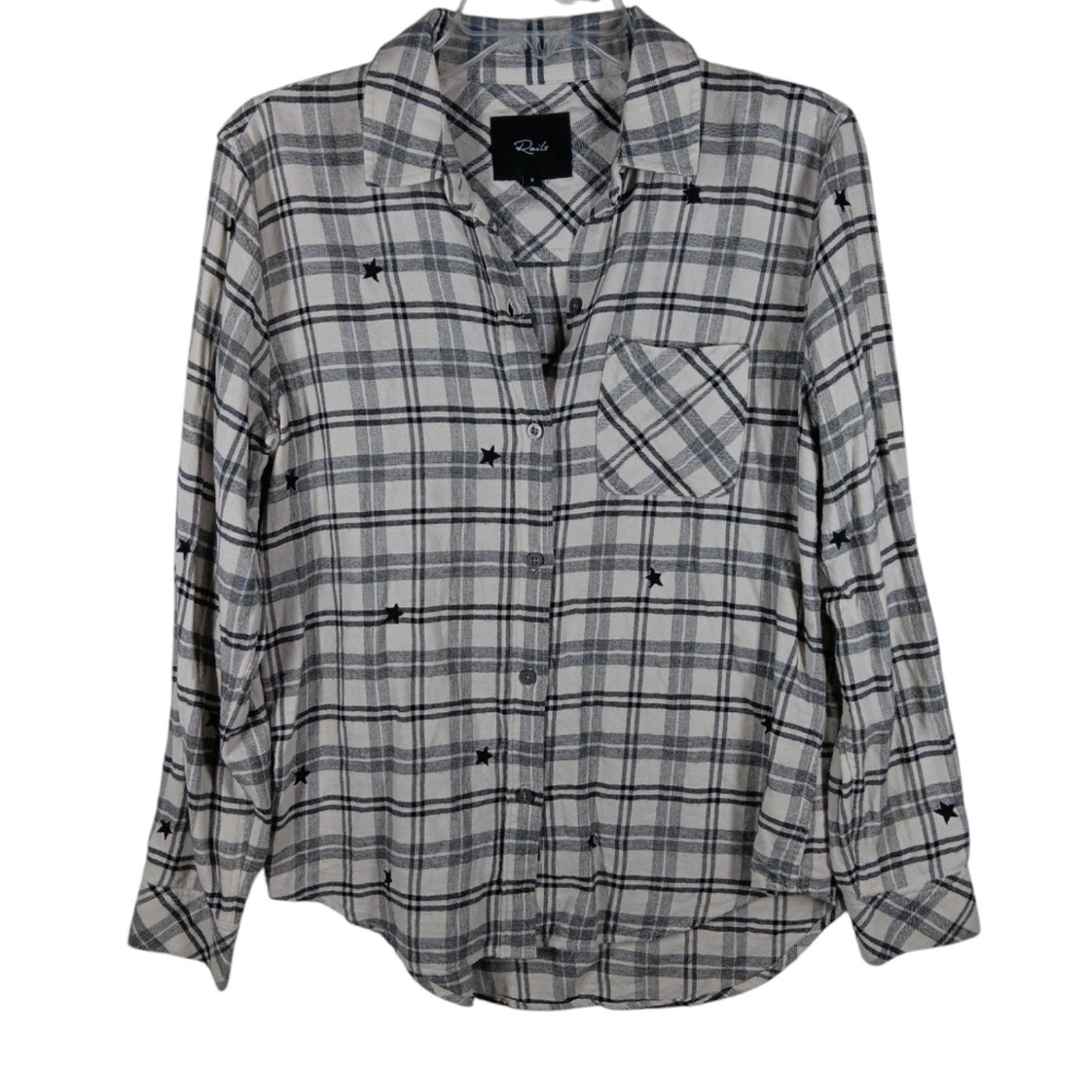 Rails Milo Ivory Check Stars Button Down Shirt size Small
