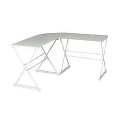 L Shaped Tempered Glass Desk