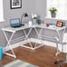 L Shaped Tempered Glass Desk