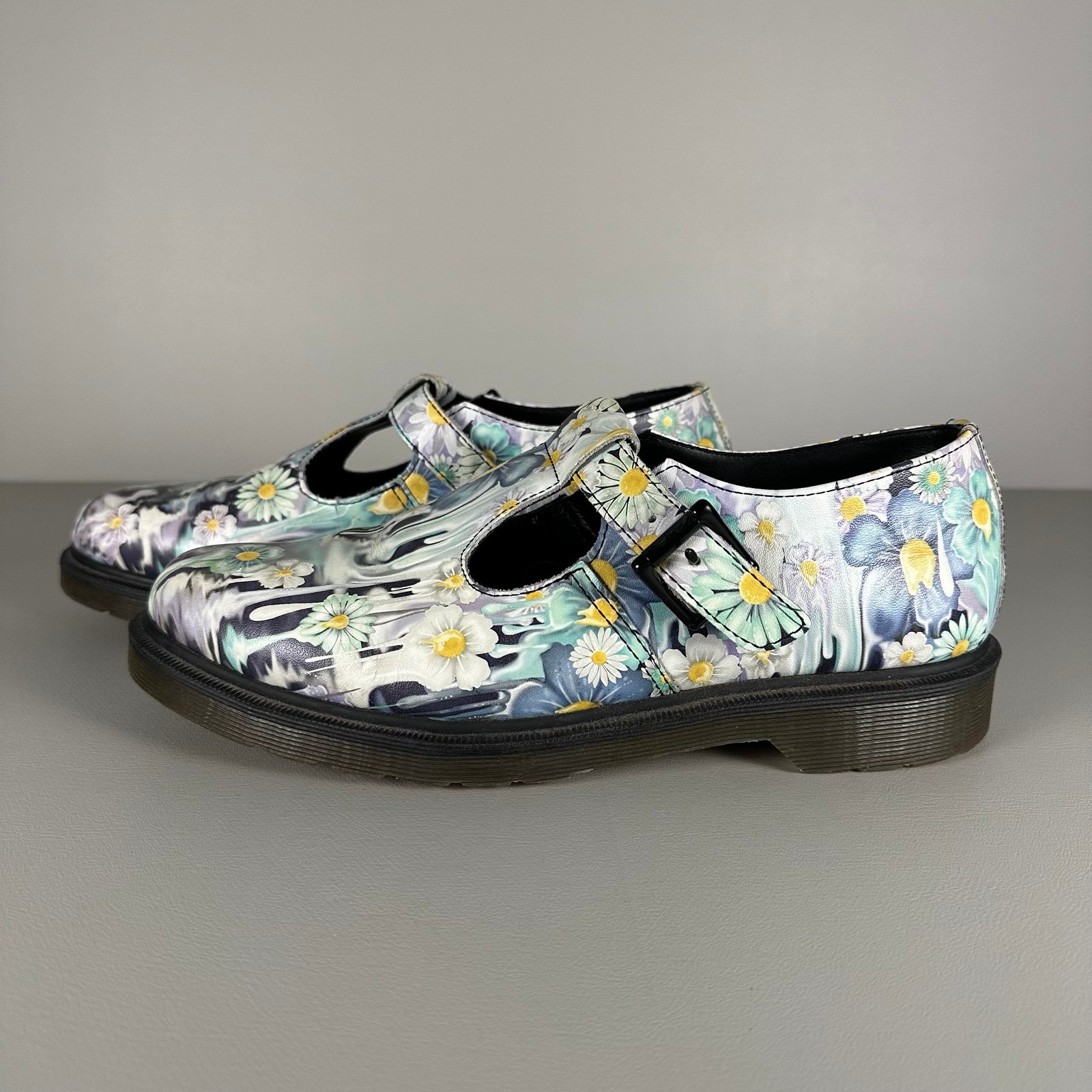 Dr Martens Polley Slime Floral Collection Purple Violet Mary Jane Shoes
