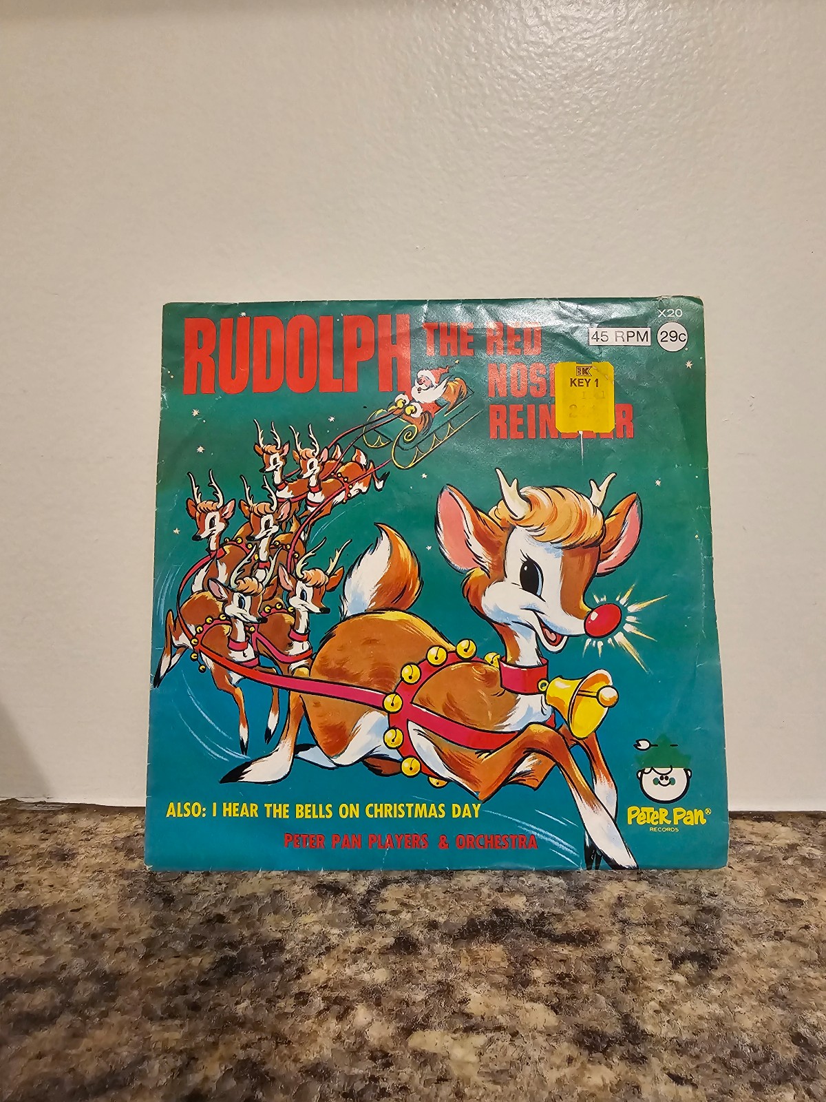 Vintage RUDOLPH THE RED NOSED REINDEER 45RPM by Peter Pan Records