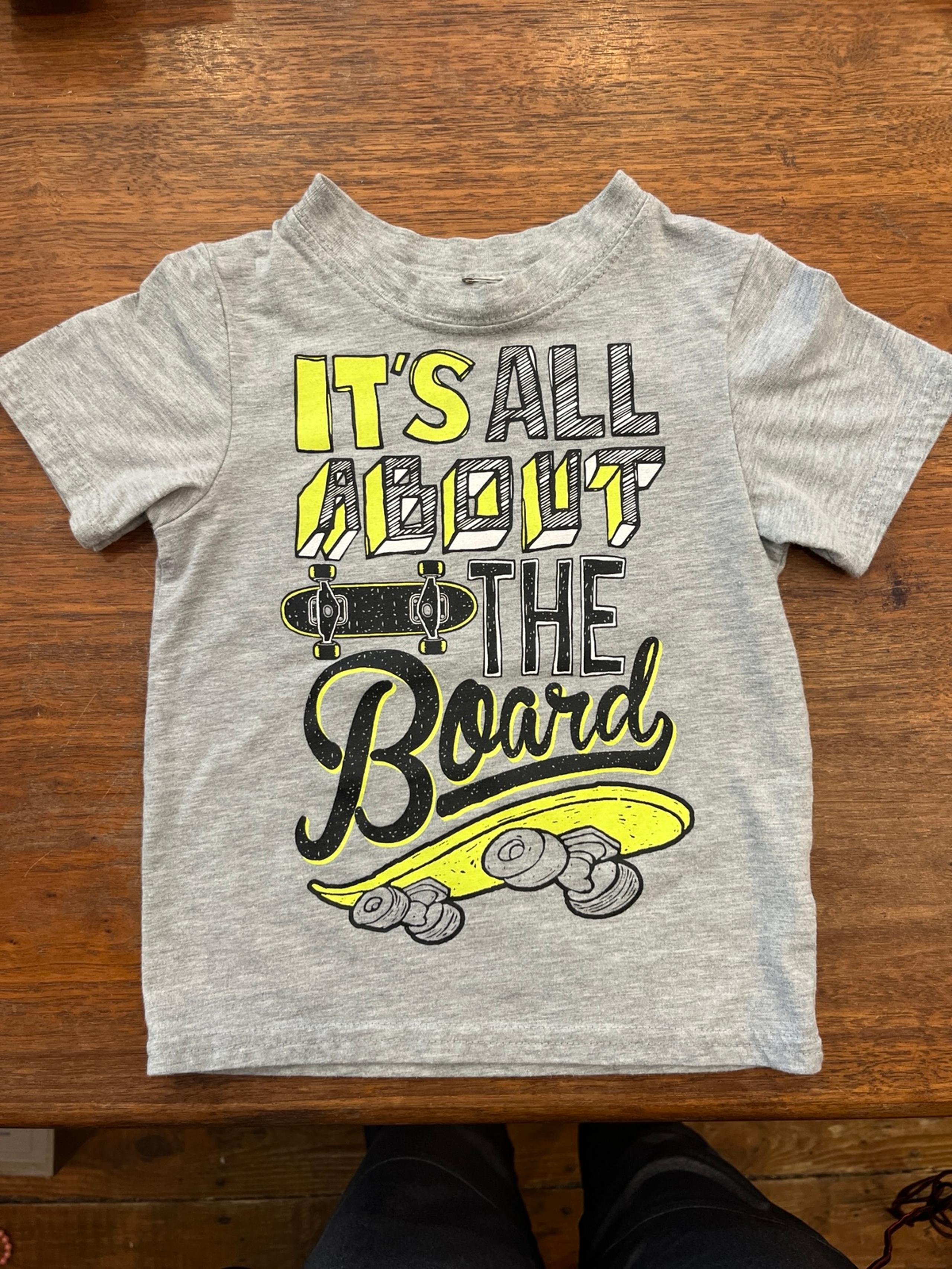 Healthtex Grey & Neon Skateboard Graphic T-Shirt, It’s All About The Board, 3T