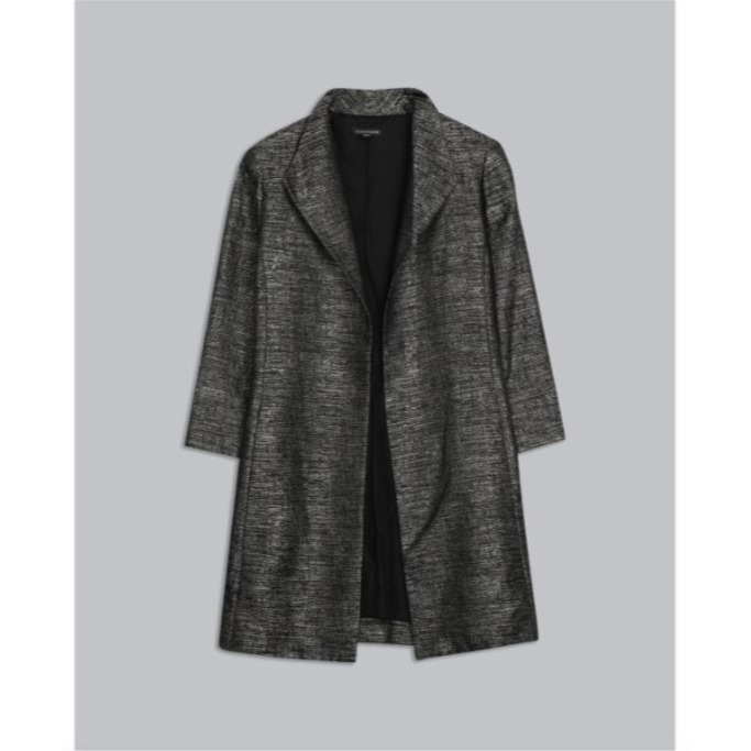 Eileen Fisher Faceted Organic Cotton Blend open Jacquard Coat jacket size medium