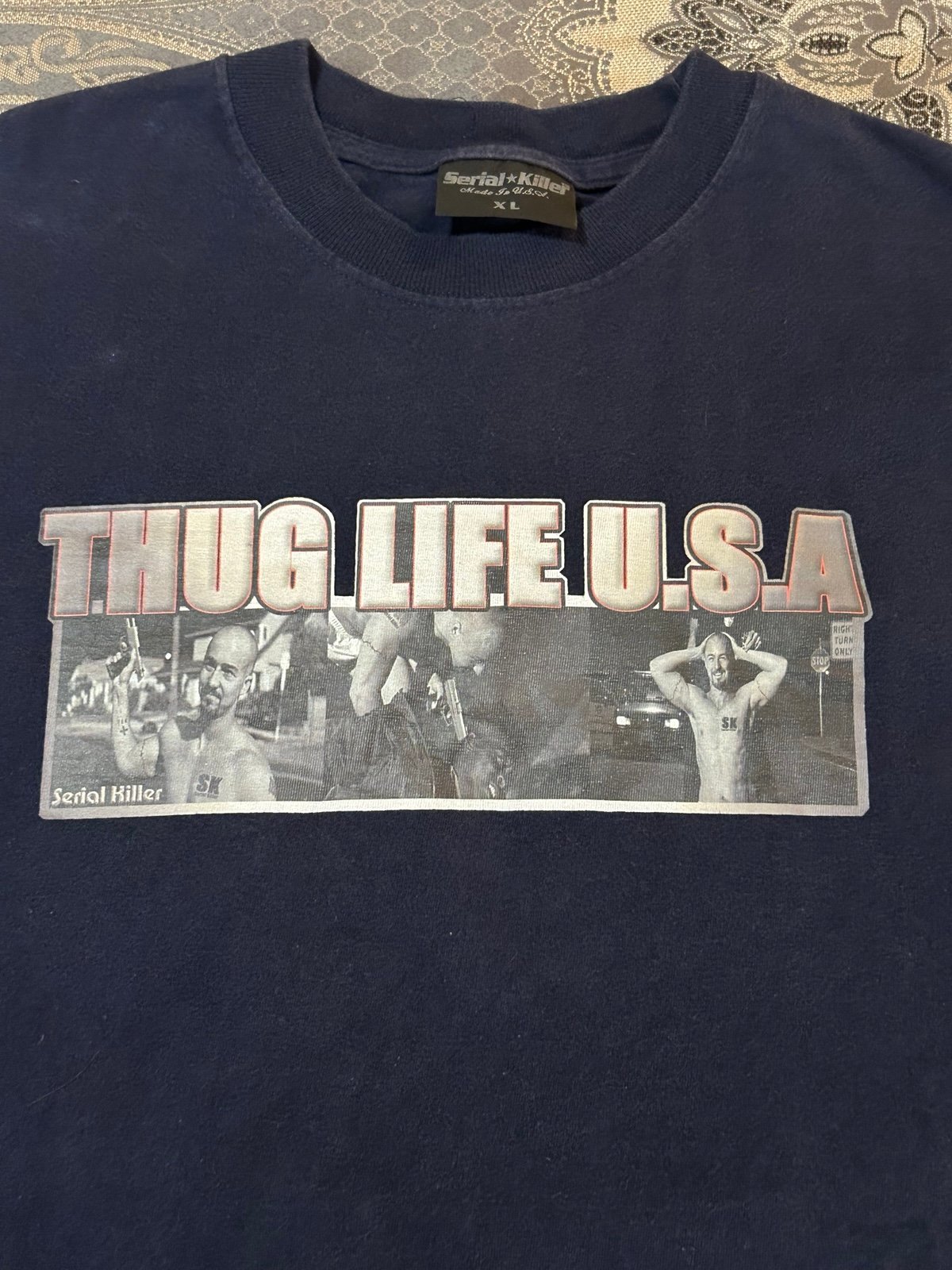 American History X Thug Life U.S.A XL T-Shirt Ultra Rare Serial Killer NEAR MINT