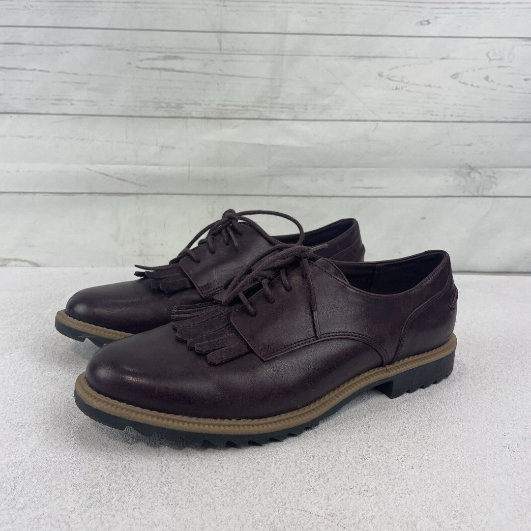 Clarks Somerset Purple Leather Womens Oxford Loafers 15190 Size 8.5M