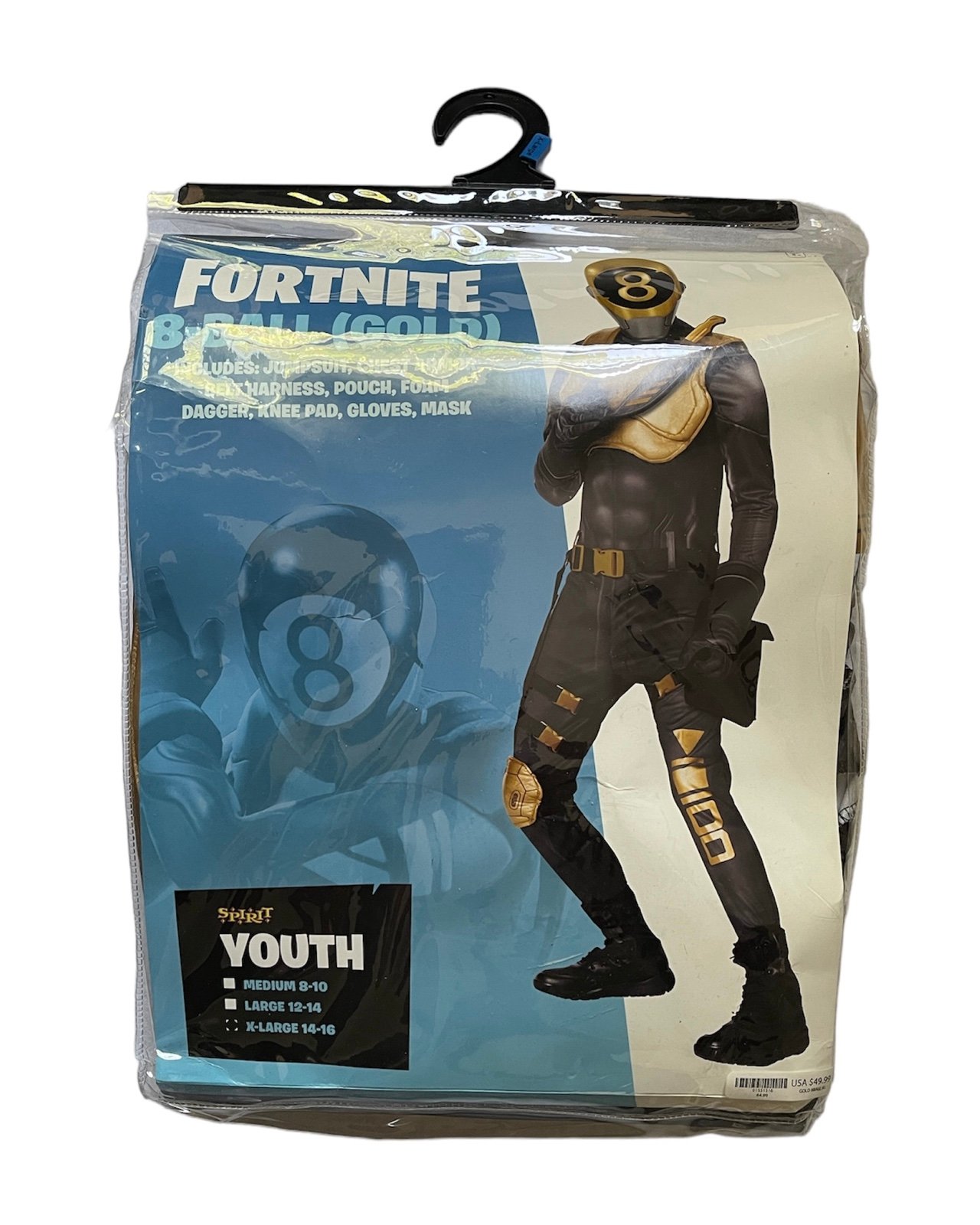 Youth Fortnite 8-Ball (Gold) Costume Youth Size XL 14-16