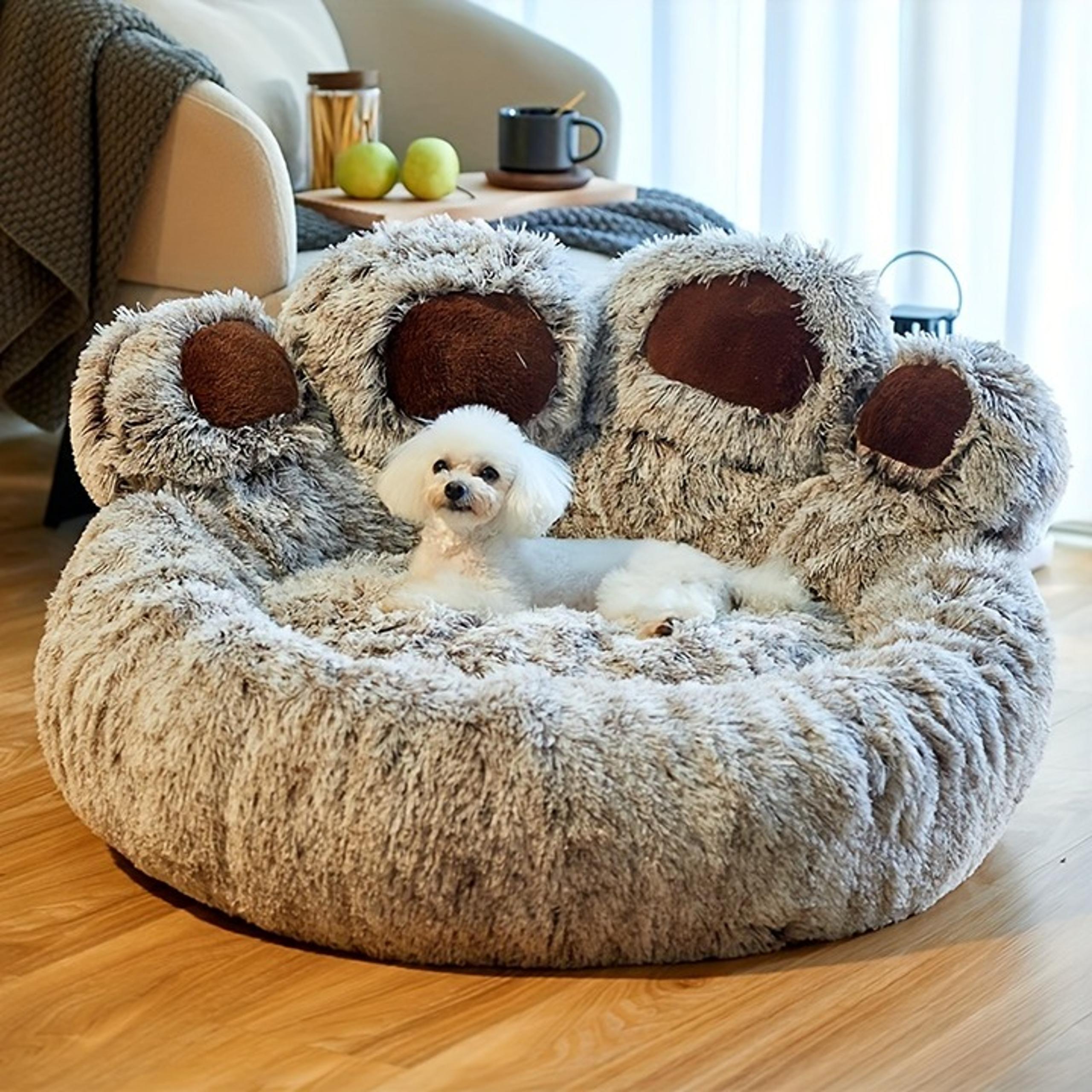 Cute Bear Paw Shape Dog Bed & Cat Bed, Calming Donut Dog Bed, Warming Cozy 325