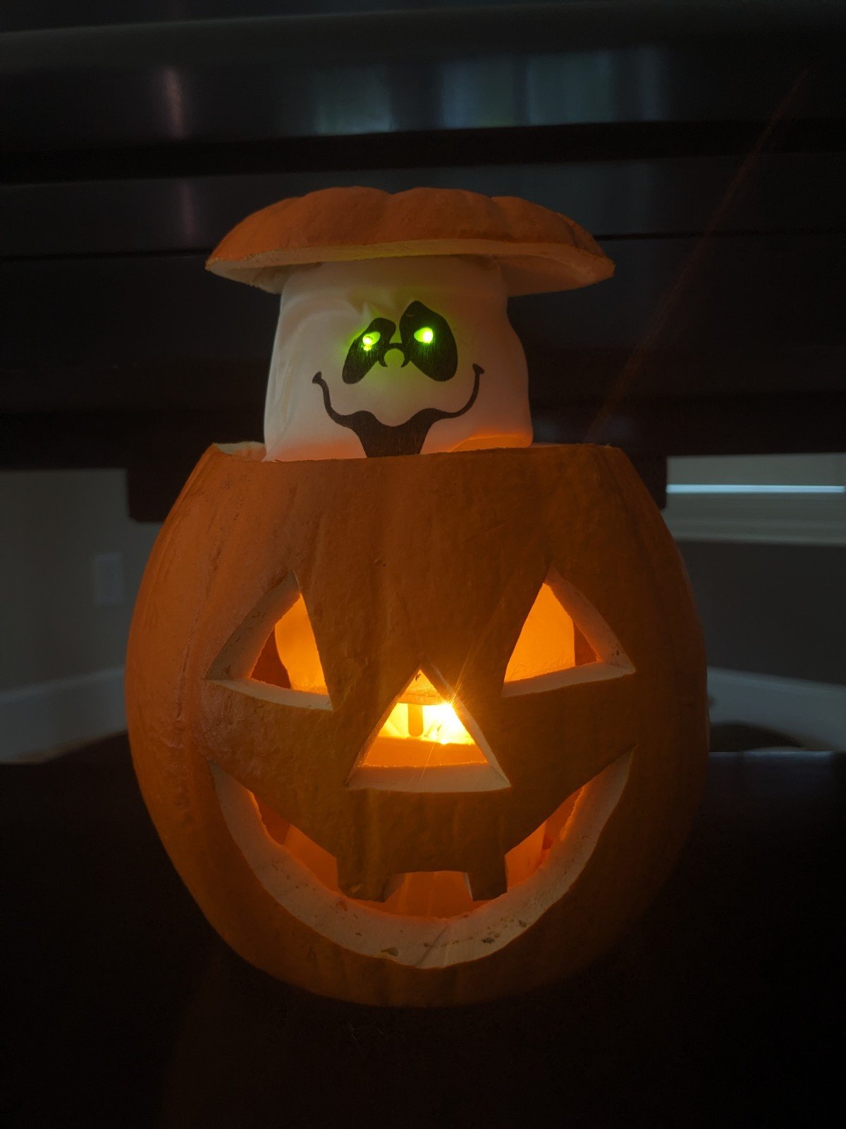 Vintage Gemmy Industries Pop Up Ghost Jack o Lantern