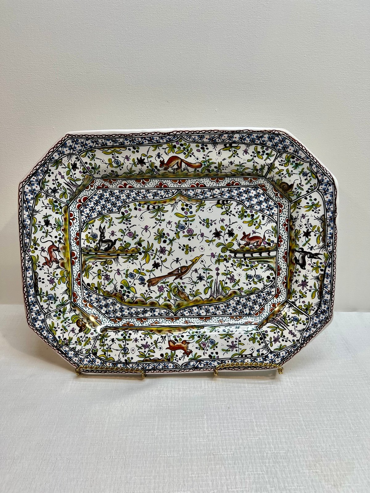 Portuguese Meiselman Imports Hand Painted Porcelain Tray