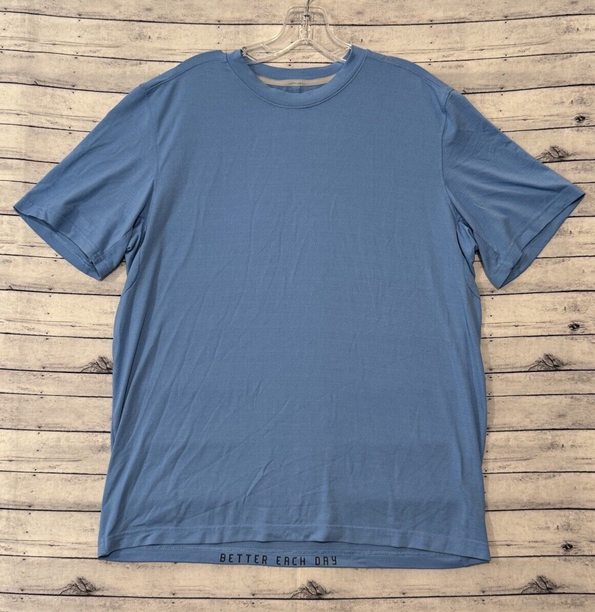Lululemon Mens Active Shirt Sz L Blue Yoga Gym Workout Short Sleeve