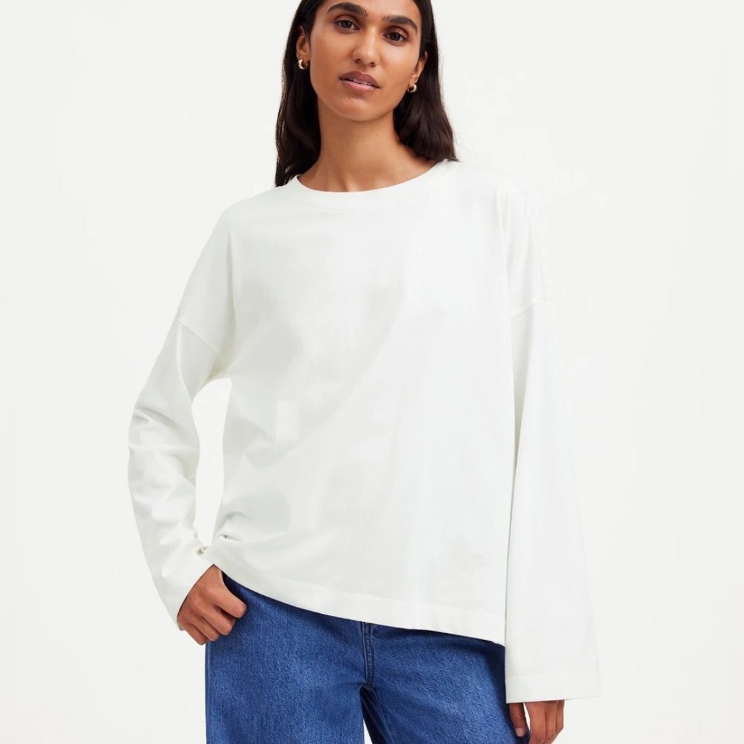 Madewell Oversized Long-Sleeve Crewneck Tee Shirt Top Size Medium
