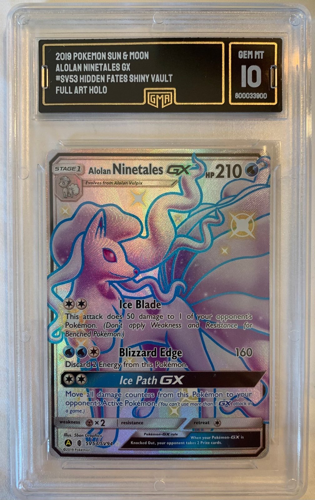 Alolan Ninetales Hidden Fates GMA 10 Holographic Pokemon Card